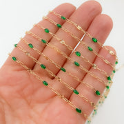 V295ENGF. 14K Gold Filled Enamel Chain with Paperclip & Diamond-Cut Marina Links